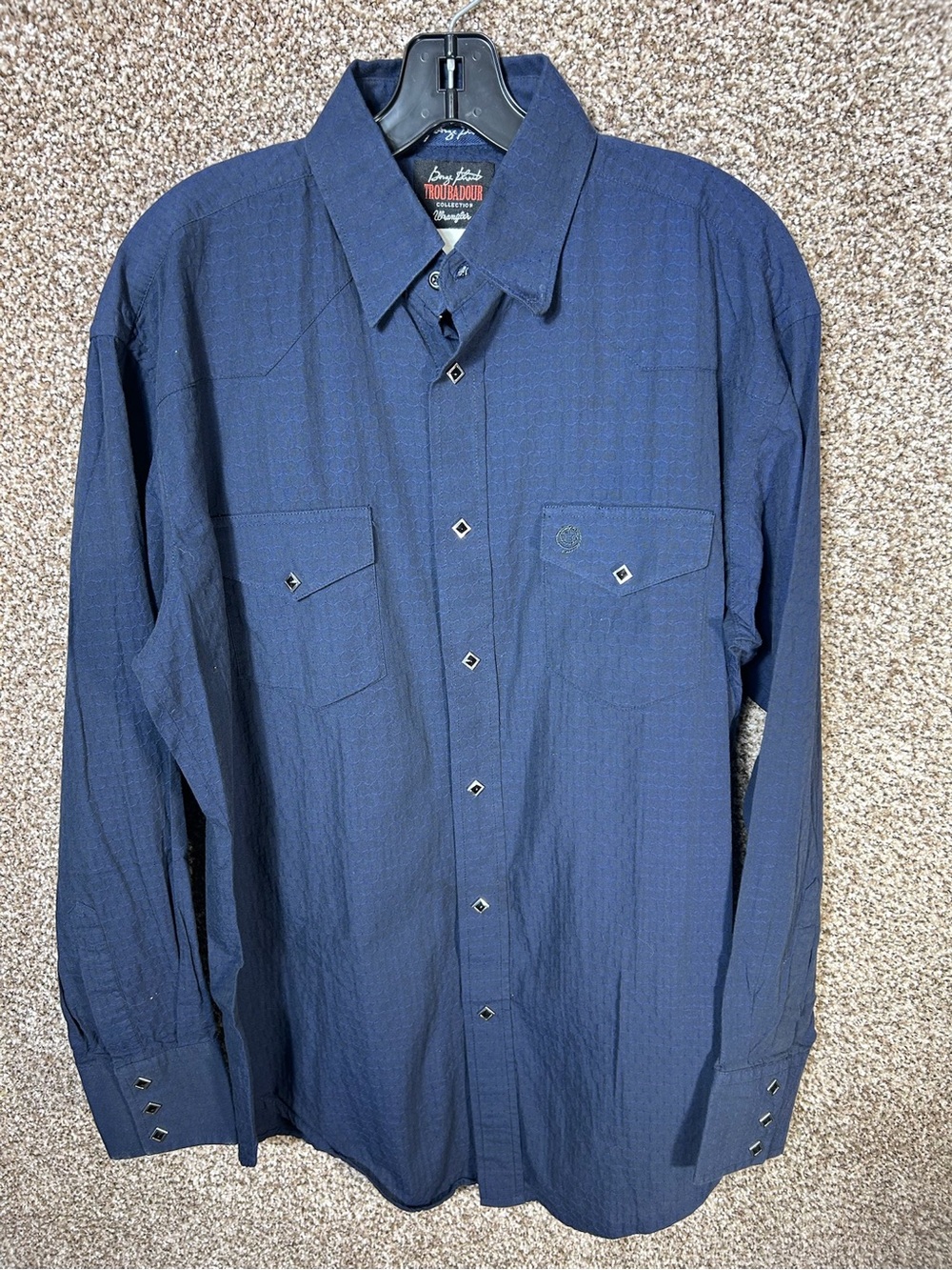 Wrangler George Straight Troubadour Men’s Navy Blue Button-Down Shirt